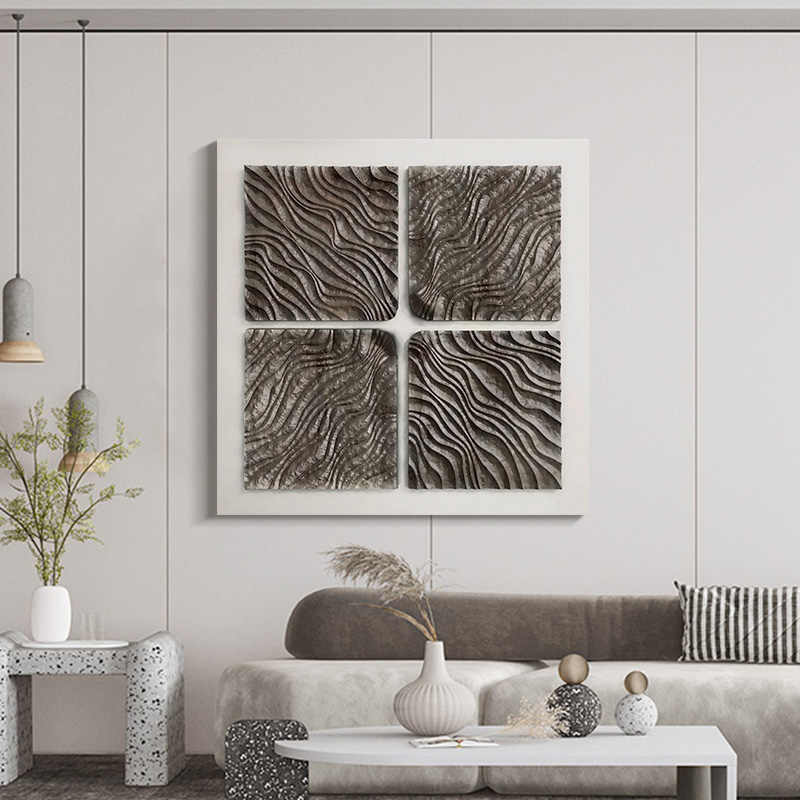 Modern Minimalist 3D Embossed Wall Art – High-End Abstract Sandstone Hand-Painted Relief for Living Room, Bedroom, Hallway, Frameless