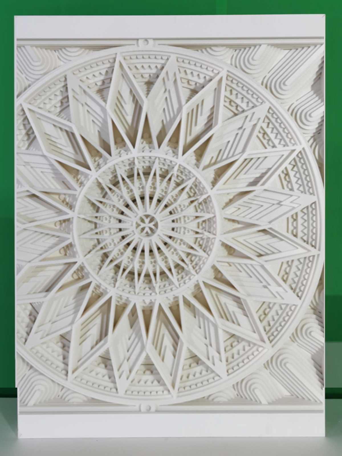 3D Geometric Mandala KT Board Wall Art – Minimalist Square Wall Sculpture, Modern Living Room Decor, (Aluminum Frame)