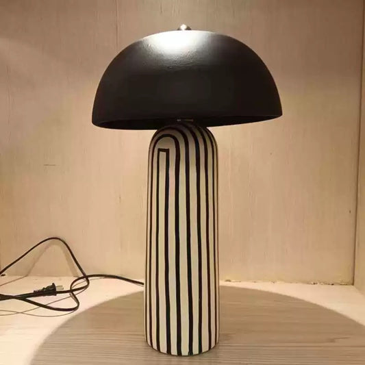 Handmade Ceramic Table Lamp, Modern Minimalist Stripe Art Living Room/Bedroom/Tea Room Accent Light