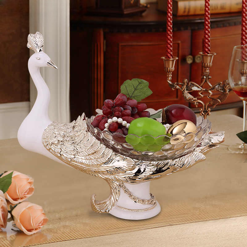 Luxury Peacock Fruit Bowl – Elegant Resin Decorative Centerpiece for Living Room, Dining Table, Wedding Gift