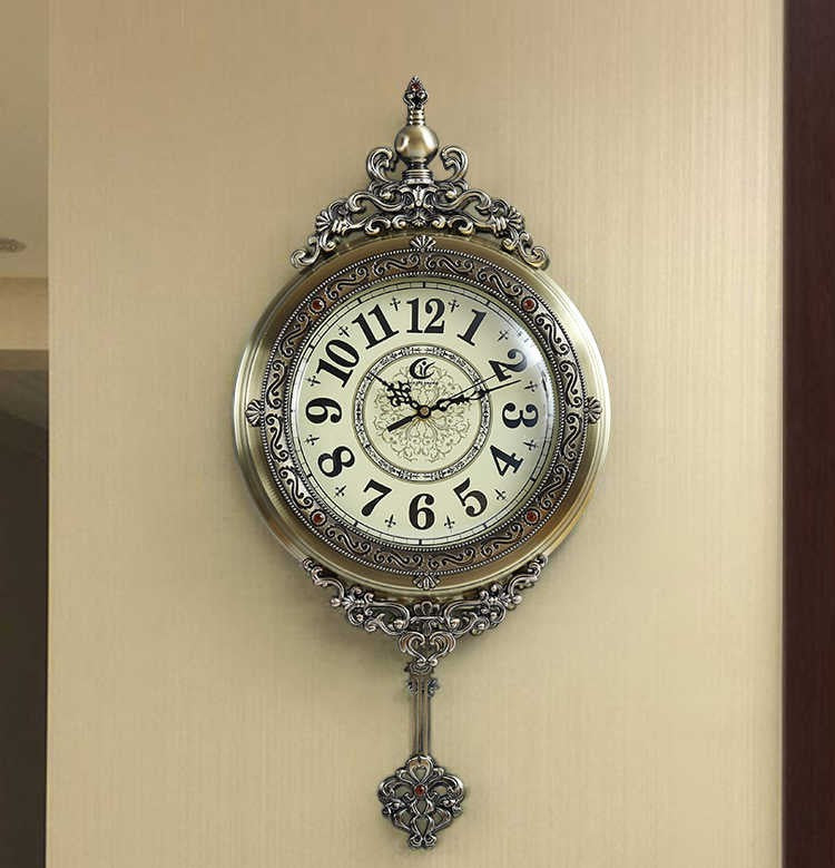 Retro Luxury Wall Clock – Grand Decorative Living Room Pendulum Wall Clock