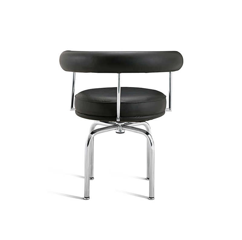 Modern Swivel Armchair, Bauhaus Designer Black Faux Leather Reception Chair for Living Room, Office, Meeting Area