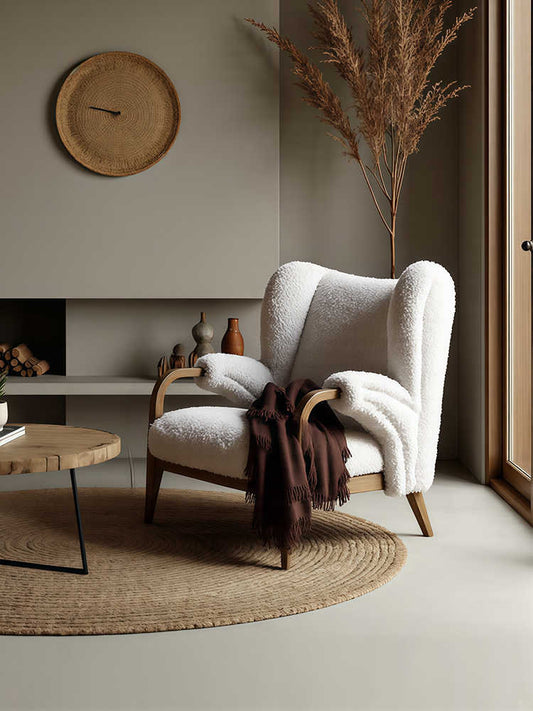 Vintage Accent Armchair – Designer Upholstered Single Sofa Chair for Living Room, Homestay, or Bedroom