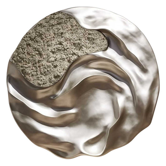 Modern Luxury 3D Round Wall Art, Hand-Painted Embossed Sandstone Sculpture, Large Circle Textured Decorative Painting for Living Room, Hotel, Entrance Hallway, Frameless