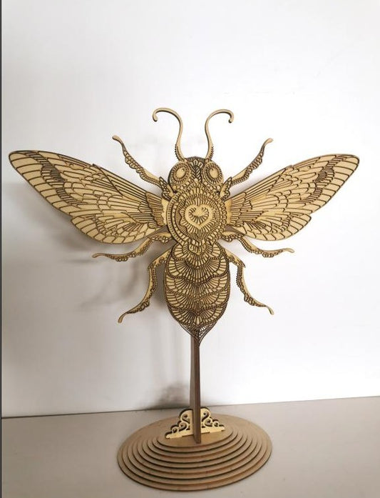 3D Bee Wall Art – Premium PP Board Laser Carved Insect Sculpture, Modern Minimalist Living Room, Entryway, Dining Decor