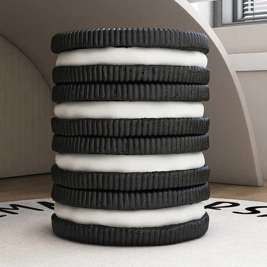 Giant Oreo Cookie Side Table, Realistic Sandwich Cookie Stool with Storage Function, Novelty Food-Inspired Furniture for Living Room & Bedroom