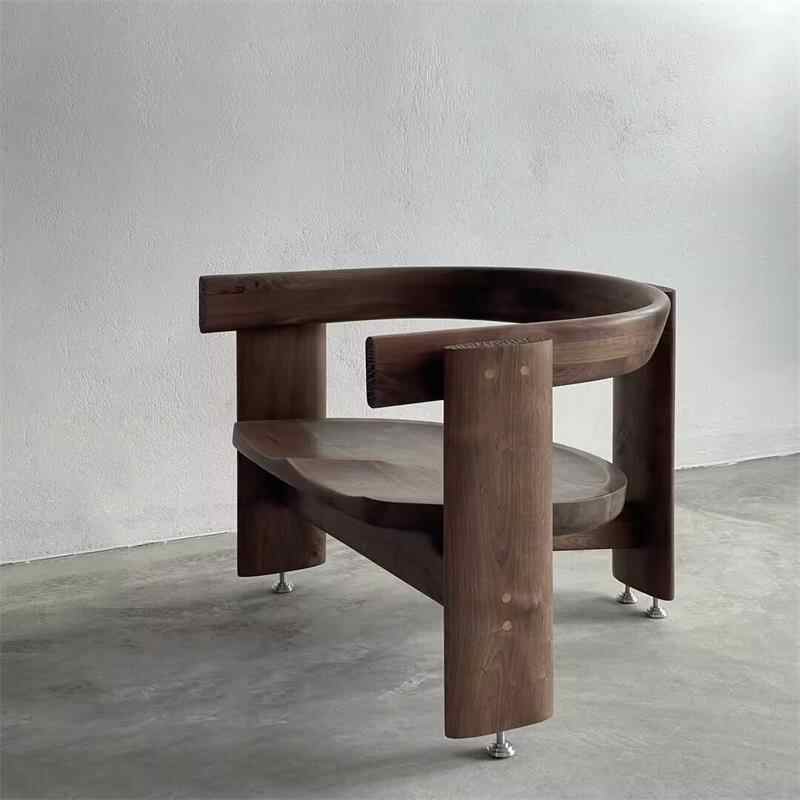 Vintage Solid Wood Sculptural Lounge Chair, Designer Single Sofa Armchair, Retro Accent for Living Room, Entryway & Creative Spaces