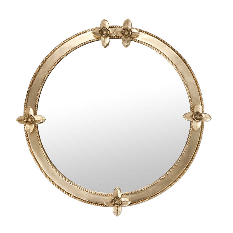 Brass Round Wall Mirror – Gold Vanity Mirror for Bathroom, Bedroom, Entryway, or Living Room Decor