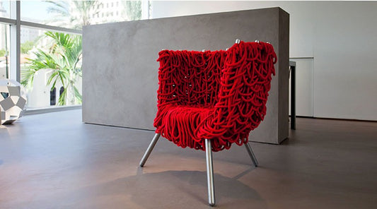 Modern Designer Rope Armchair, Artistic Accent Lounge Chair, Contemporary Knitted Rest Chair for Home & Studio