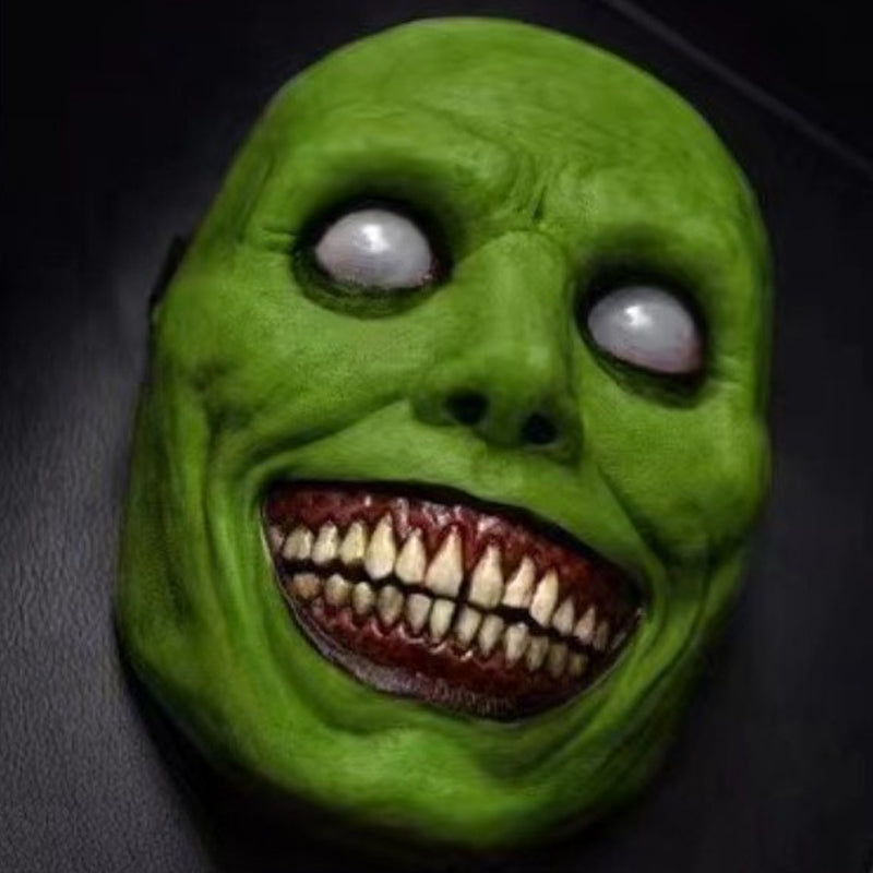 Green LED Exorcist Horror Mask – Scary Glowing Halloween Jack, Demon Cosplay Latex Prop