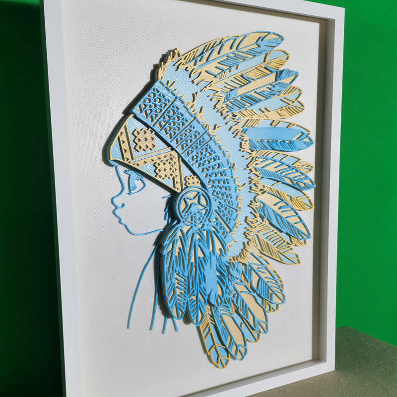 Luxury 3D Enamel Girl Wall Art – KT Board Laser Cut Portrait, Modern Minimalist Living Room, Corridor, Dining, Framed