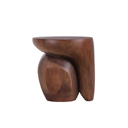 Wabi-Sabi Vintage Solid Wood End Table, Sculptural Retro Sofa Side Table for Living Room, Tea House & Boutique Decor