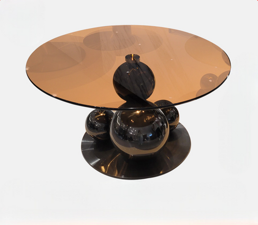 Bubble Designer Luxury Artistic Coffee Table, Large Modern Minimalist Stainless Steel Center Table, Unique Geometric Living Room Piece