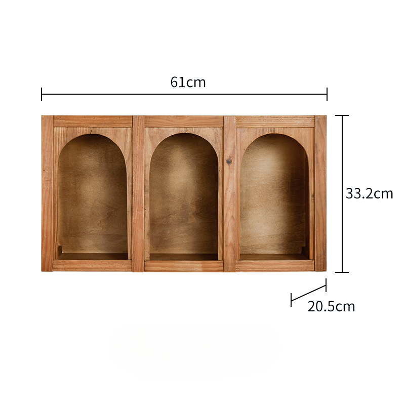 Rustic 3-Cube Wooden Wall Shelf, Vintage Natural Wood Display Rack, Multi-Compartment Storage Organizer, Kitchen Cup Holder, Living Room Entryway Hanging Cabinet