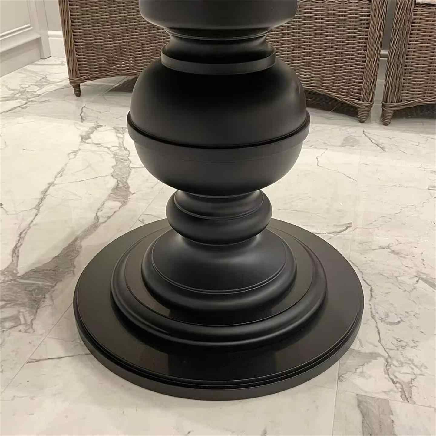 Solid Wood Round Dining Table, Designer Vintage Black Pedestal Table, Small Luxury Apartment or Living Room