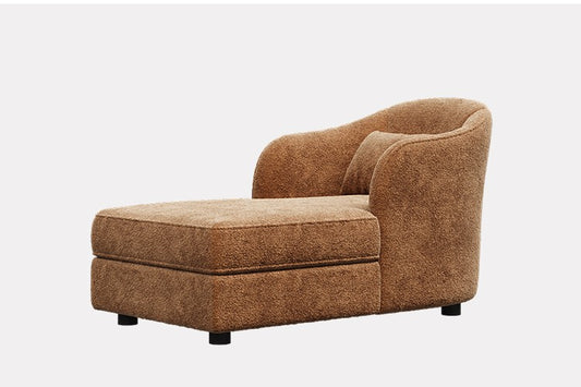 Vintage Chenille Chaise Lounge Sofa – Mid-Century Retro Luxury Recliner for Small Living Room, Bedroom & Hotel Suite