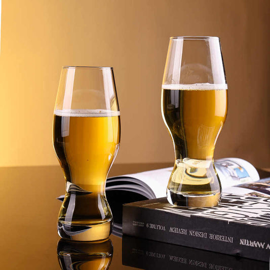 Craft Beer Glass Set with Narrow Waist Design, Thick 473ml Wheat Beer Glasses for Bar & Home, Professional Wide Mouth Beer Mugs, Set of 2