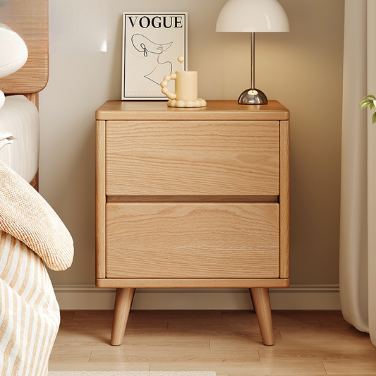 Solid Wood Bedside Storage Cabinet – Modern Minimalist Tall Narrow Nightstand, 3-Tier Organizer