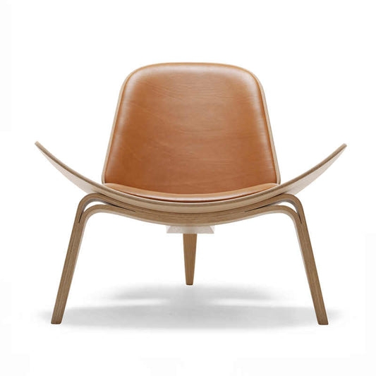 Shell Chair with Cowhide Pattern, Designer Scandinavian Accent Chair with Bentwood Frame for Coffee Shop Living Room, Iconic Smile Chair