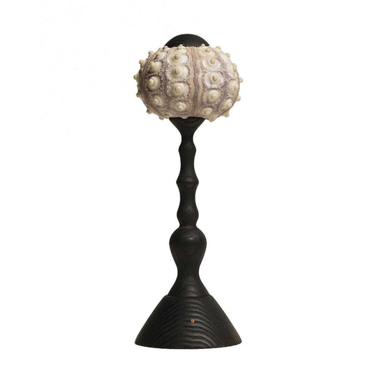 Handmade Sea Urchin Table Lamp, USB Rechargeable Black Wood Ambient Light, Touch Dimmable Modern Vintage Night Light for Bedroom, Living Room, Gifts