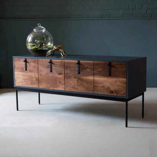 Modern Minimalist Walnut Sideboard Cabinet, Creative Storage Buffet, Vintage Rustic Living Room Console