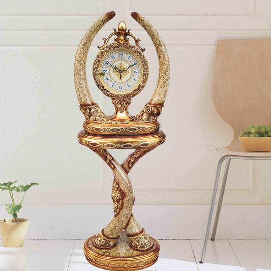 European Style Floor Clock – Vintage Silent Standing Resin Grandfather Clock for Living Room & Home Décor