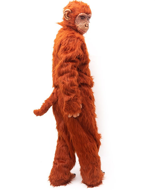 Adult Yellow Monkey Costume – Plush Orangutan Suit with Latex Mask, Halloween Party & Stage Animal Outfit