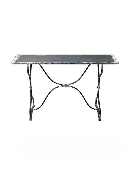 Vintage Industrial Iron Console Table, Black Metal Entryway Table, Rustic Garden Workbench, Living Room Accent Display Desk