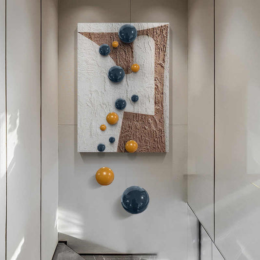 Modern Luxury 3D Metal Sphere Wall Art, Abstract Hand-Painted Textured Sculpture, Entryway, Hallway, and Living Room Décor