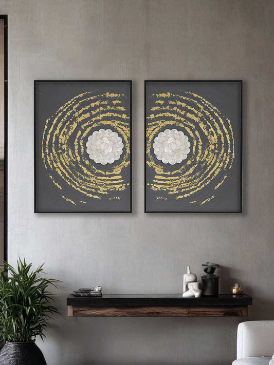 Luxury Gold Foil Wall Art Set, Modern Abstract Paintings for Living Room, Entryway & Bedroom