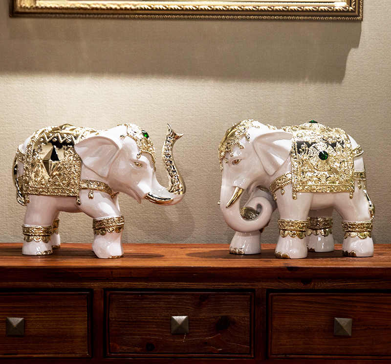 Grand Rose Gold Elephant Sculptures (Set of 2) – Large Resin Art for Entryway, Living Room, Hotel Lobby, or Corridor