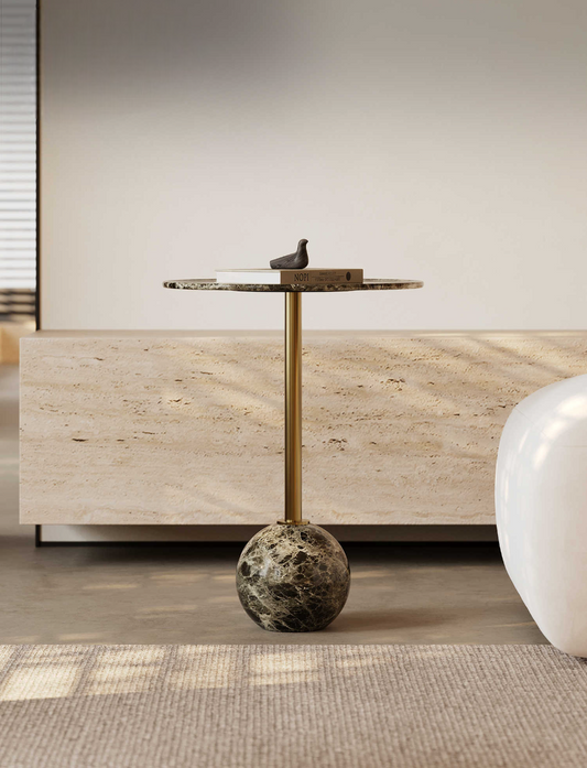 Luxury Modern Marble Side Table, High-End Designer Round Corner Table for Sample Room, Minimalist Accent Table