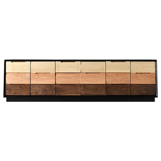 Tall Modern Black Walnut TV Stand, Multi-Drawer Storage Cabinet for Small Spaces, North American Minimalist Media Console