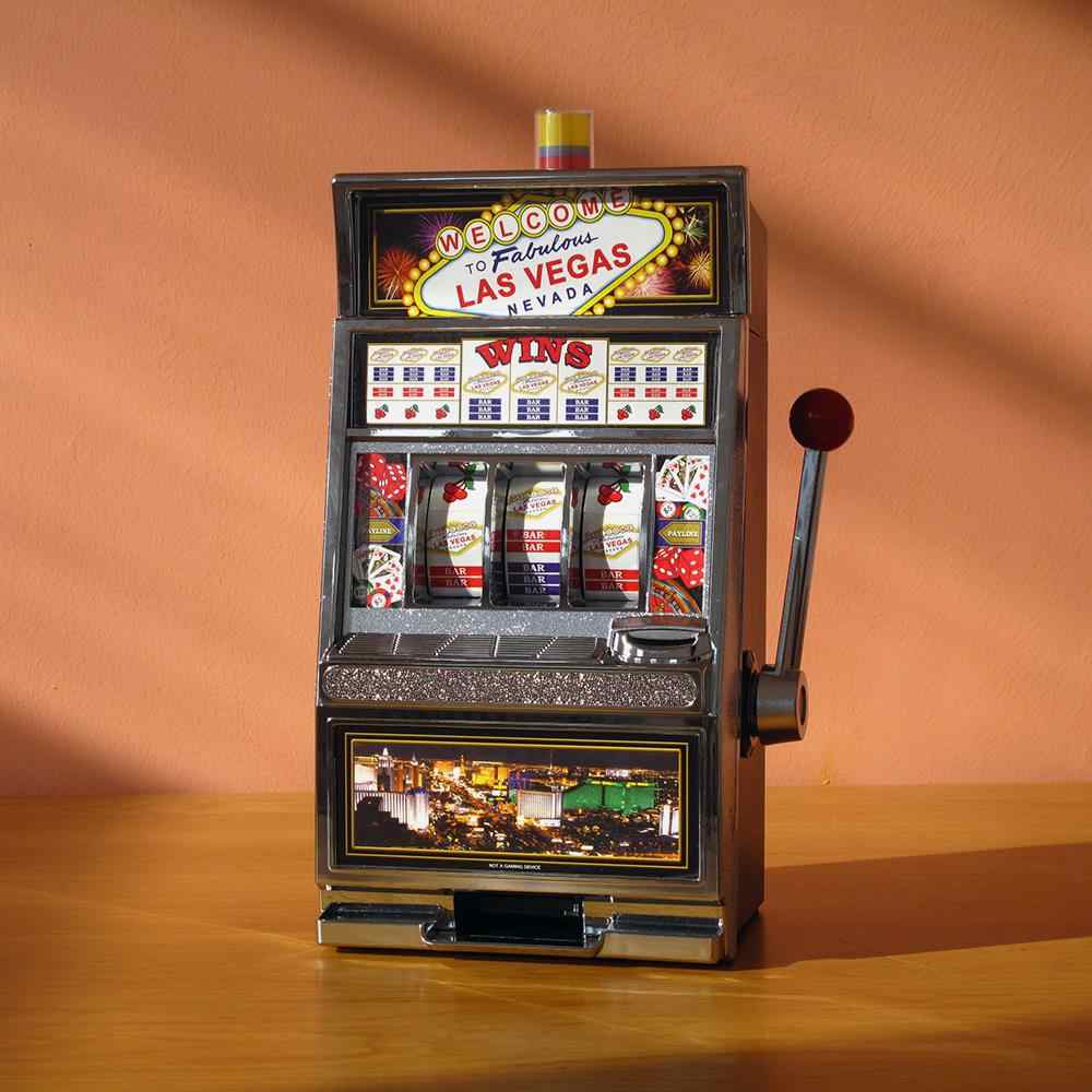 Lucky Las Vegas Slot Machine Coin Bank, Creative Desktop Piggy Bank Game for Kids & Adults