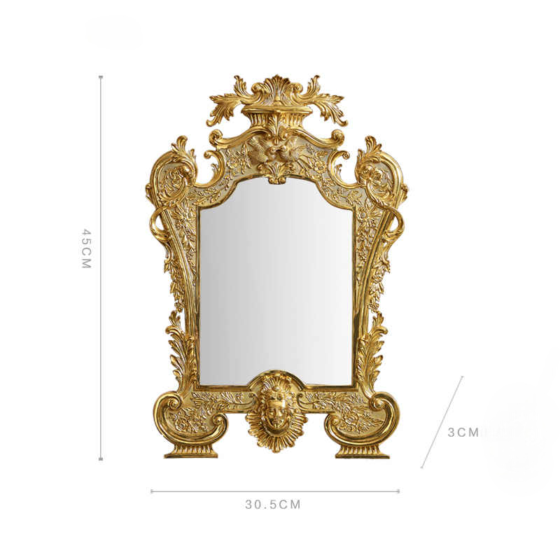 Luxury Brass Ornate Vanity Mirror – Decorative Dressing Mirror for Bedroom, Bathroom, Living Room, and Villa