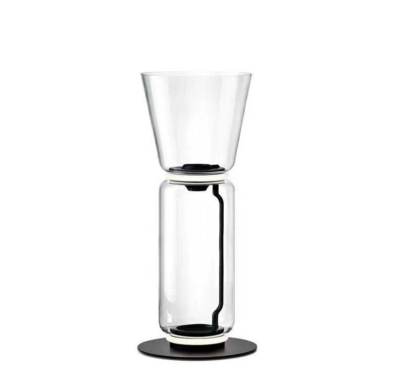 Postmodern Glass Barrel Table Lamp, Minimalist Aluminum & Glass LED Accent Light for Living Room, Bedroom, or Office