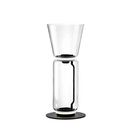 Postmodern Glass Barrel Table Lamp, Minimalist Aluminum & Glass LED Accent Light for Living Room, Bedroom, or Office