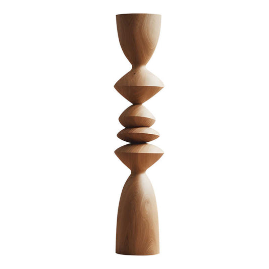 Large Abstract Solid Wood Floor Sculpture – Modern Minimalist Entryway, Hotel Lobby & Corridor Art Pedestal