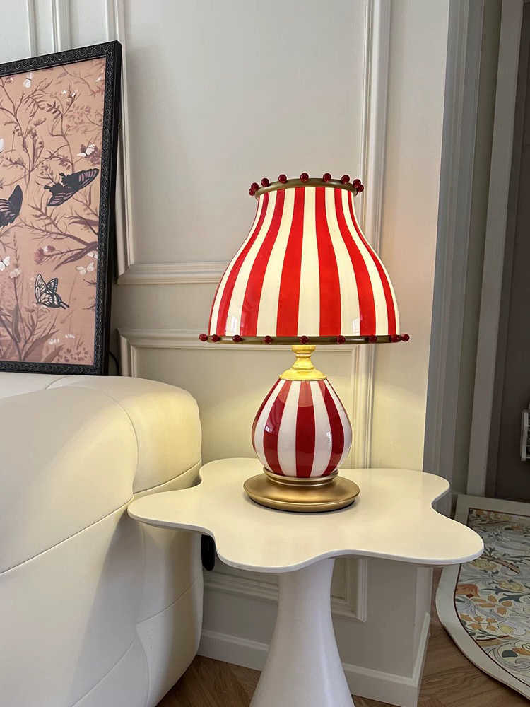 Circus Style Table Lamp, Vintage Designer Bedside & Living Room Accent Light
