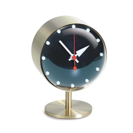 Modern Artistic Antique Look Night Desk Clock, Modern Minimal Designer Bedside Clock, Brass Finish