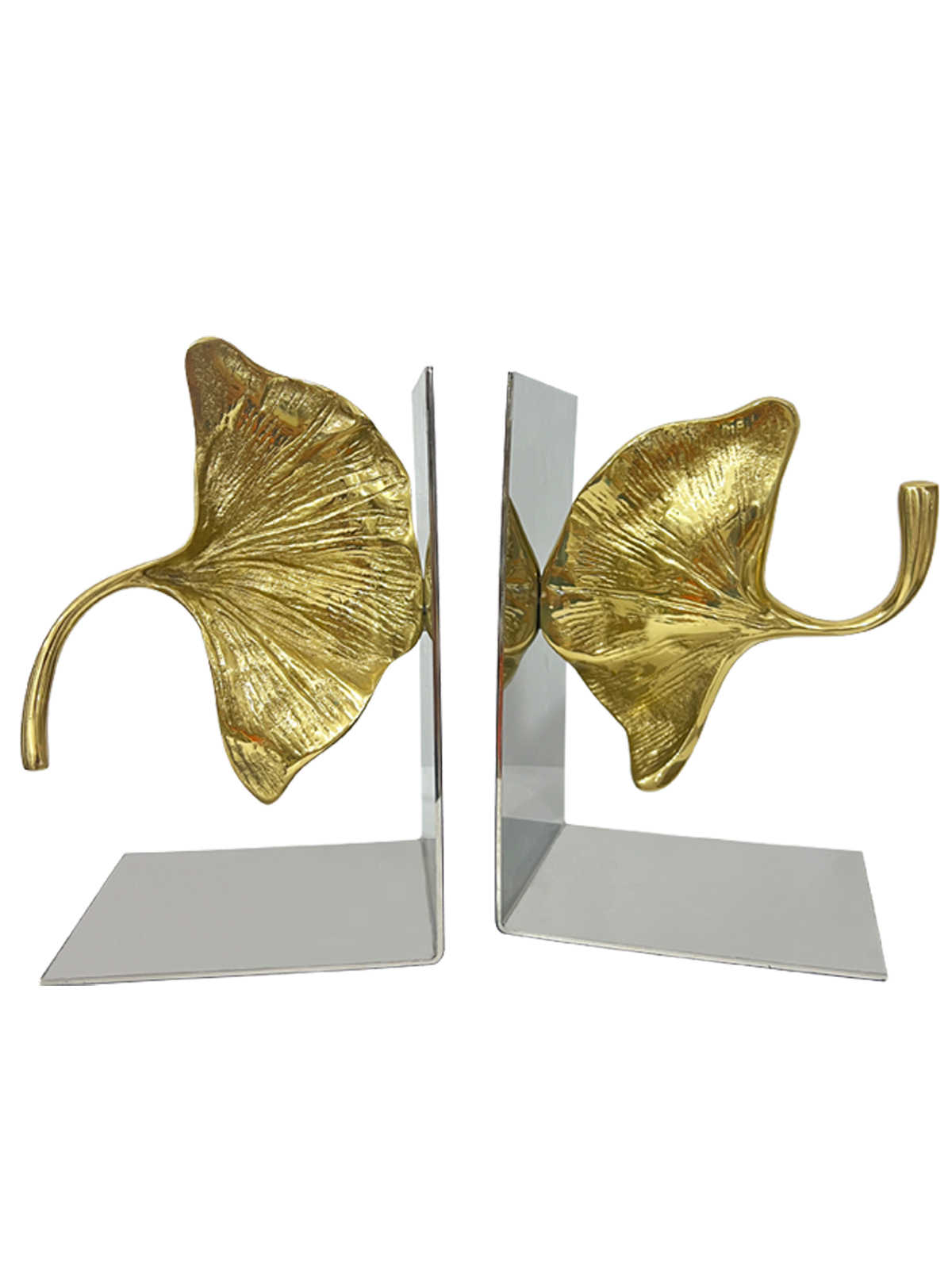 Modern Ginkgo Leaf Metal Bookends – Gold & Silver Creative Decorative Set for Study, Bookcase, Living Room Shelf