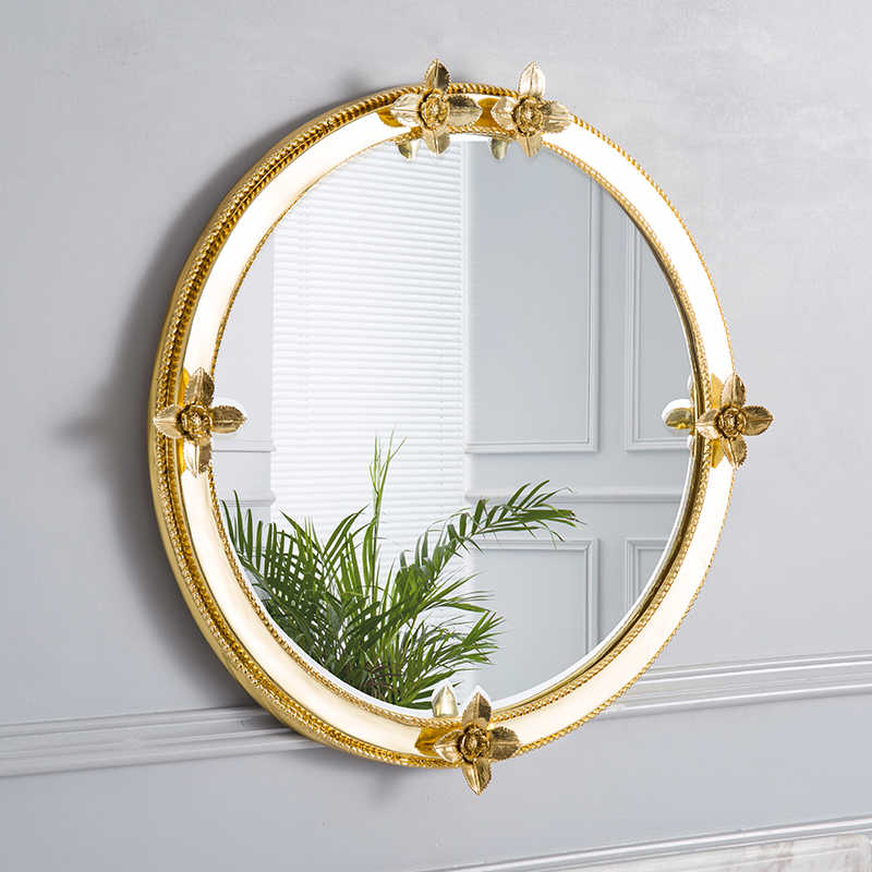 Brass Round Wall Mirror – Gold Vanity Mirror for Bathroom, Bedroom, Entryway, or Living Room Decor