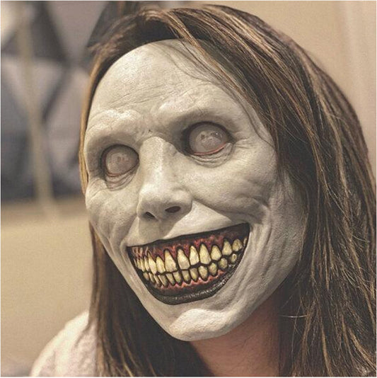 White Exorcist Horror Mask – Non-Glowing Latex Scary Face for Halloween, Jack Possessed Cosplay Prop