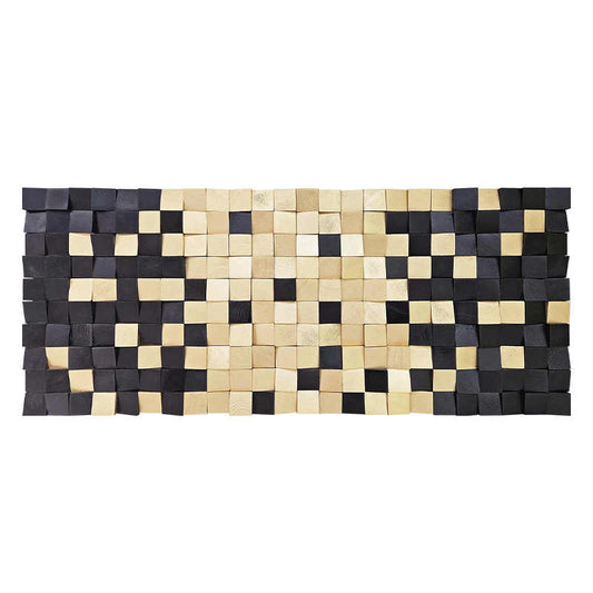 Vintage Modern 3D Solid Wood Mosaic Wall Art, Handcrafted Pine Block Decorative Sculpture for Hotel, Sample Room & Home, Unframed
