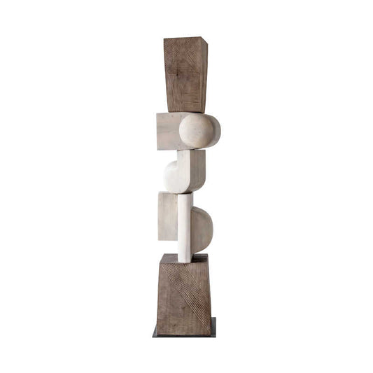 Large Abstract Solid Wood Sculpture, Modern Art Decorative Floor Piece for Hotel Lobby, Reception, Staircase, or Boutique Residence