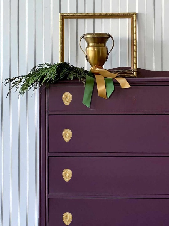 Luxury Modern Purple Solid Wood 4-Drawer Bedroom Chest – Minimalist Dresser for Main Room Storage, Gold Accent Legs