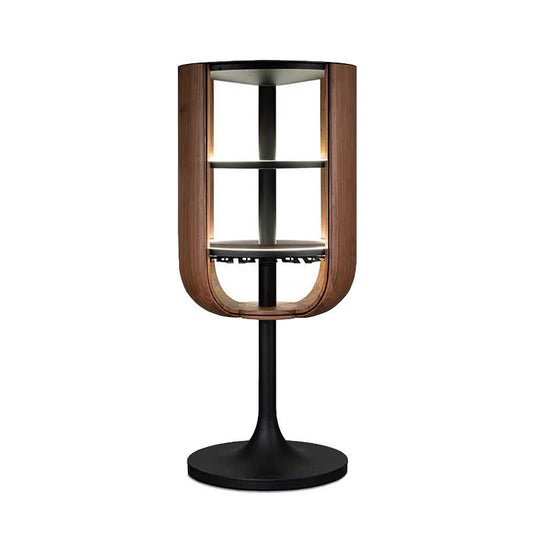 Italian Designer Petal-Shaped Wine Cabinet with Walnut Wood Frame, Luxury Floating Wine Storage for Villa & High-End Homes