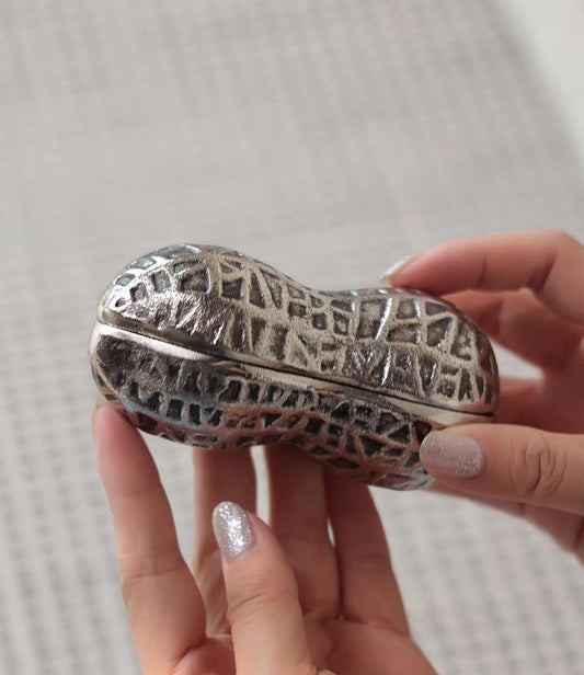 Aluminum Peanut Storage Box, Modern Decorative Organizer for Jewelry & Desk, Luxury Art Accent for Living Room & Entryway