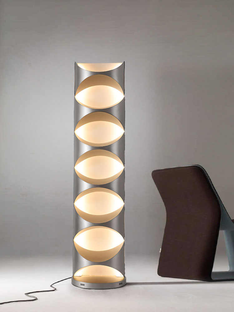 Designer Angel Eyes Floor Lamp, Contemporary Stainless Steel Art Light with Stacked Illuminated Spheres, Luxury Hotel Showroom Display Lighting