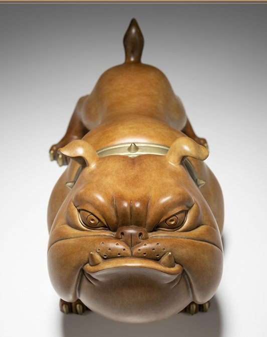 "Fierce Bulldog" Desktop Sculpture – Traditional Bronze Dog Figurine for Home Decor